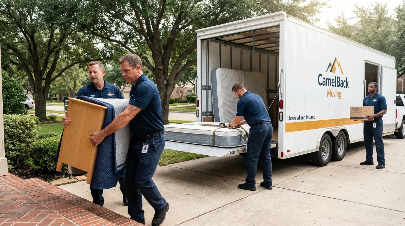Crew loading residential truck for cross-state move from Spring Grove, PA
