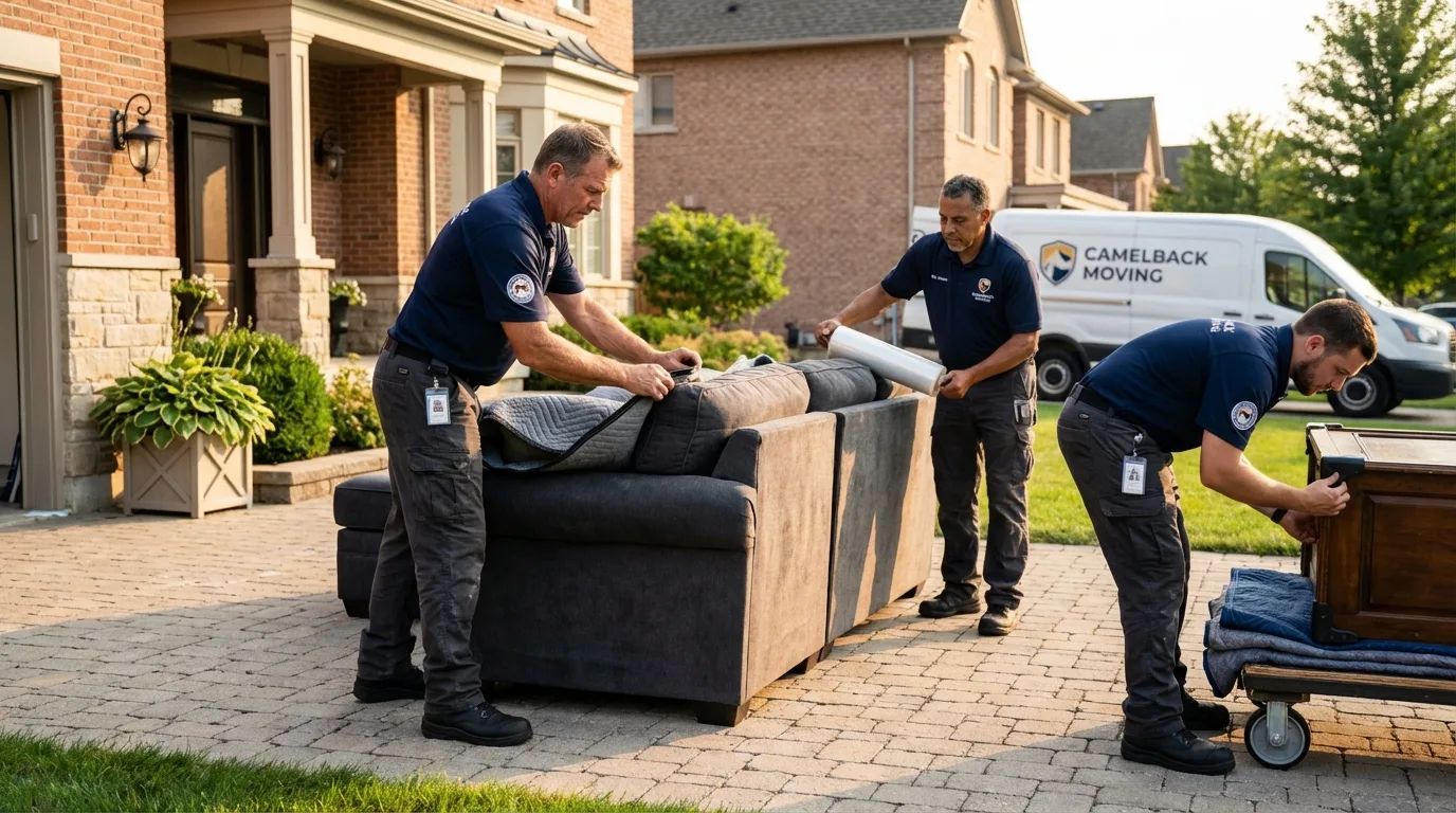 Large estate moving crew wrapping furniture in Spring Grove, PA