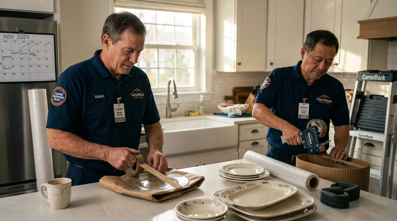 Professional crew packing kitchen dishware in Spring Grove, PA